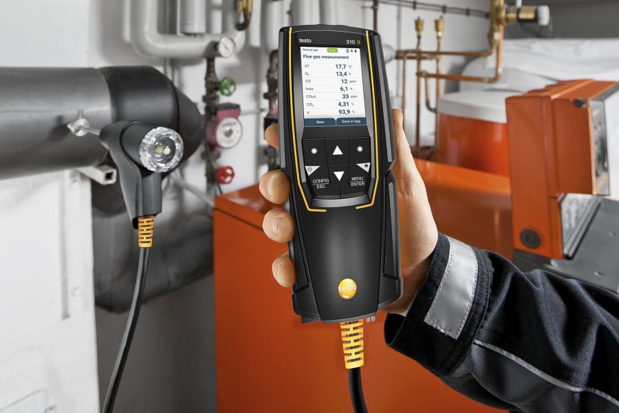Analyseur de gaz de combustion testo 310 II avec affichage configurable individuellement