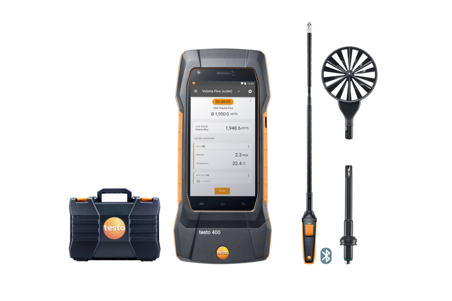 testo 400 set za protok s krilnom sondom od 16 mm