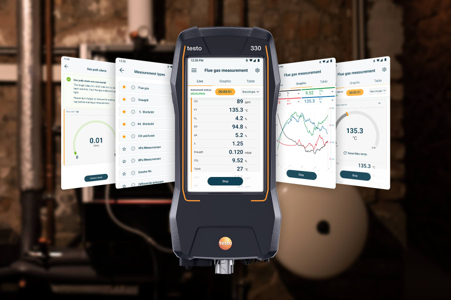 Connect measurements, data and documentation with the flue gas analyzer testo 330