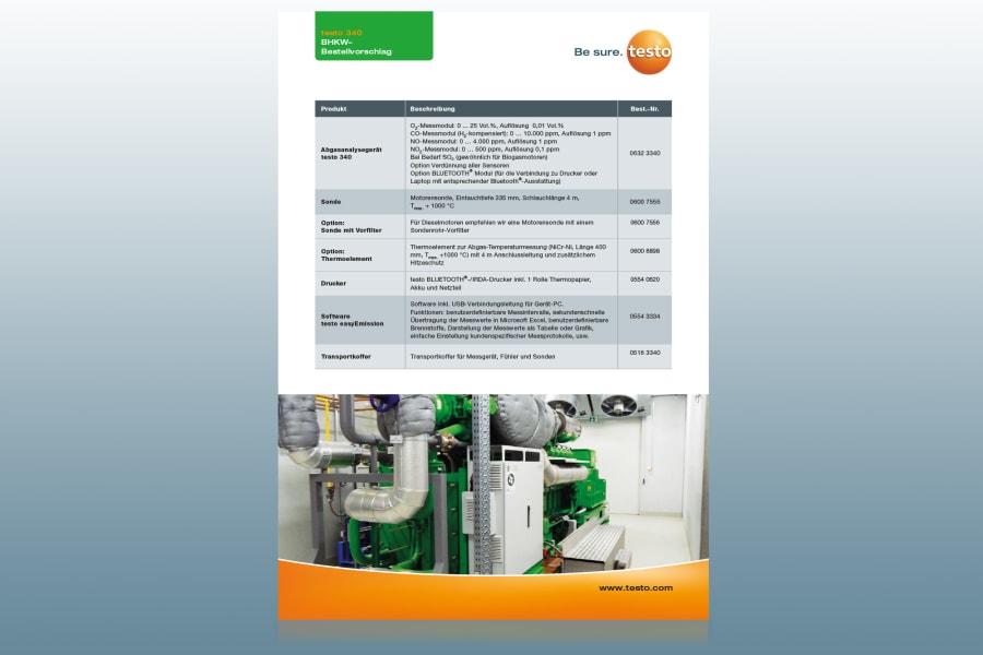 Bestellvorschlag BHKW: Emissions-Messgerät testo 340