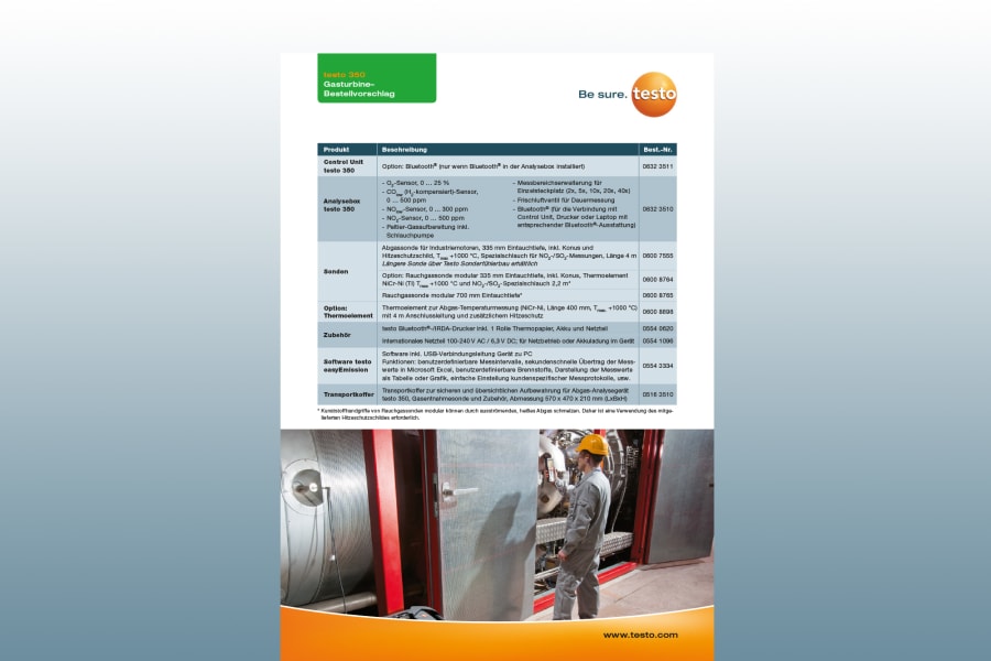 Bestellvorschlag Gasturbine - Emissions-Messgerät testo 350