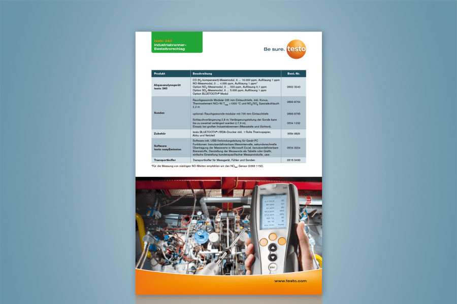 Bestellvorschlag Industriebrenner: Emissions-Messgerät testo 350