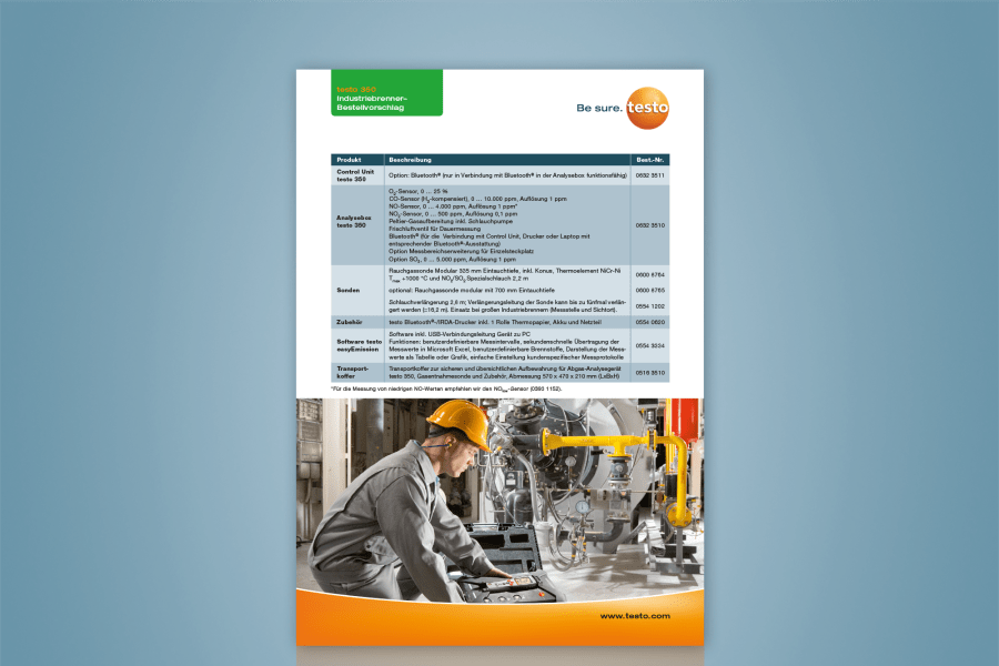 Bestellvorschlag Industriebrenner - Emissions-Messgerät testo 350