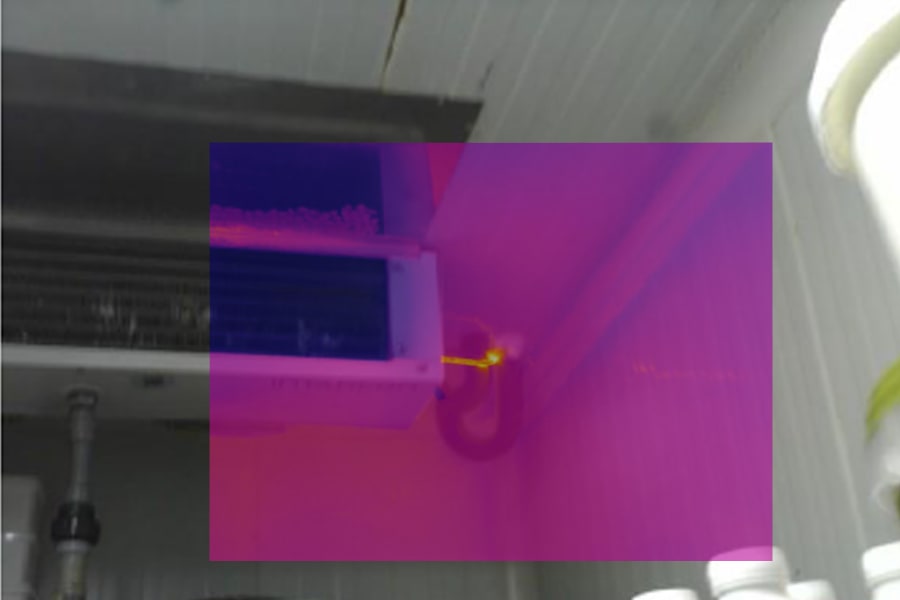 Termografía testo de una grieta en una cámara frigorífica