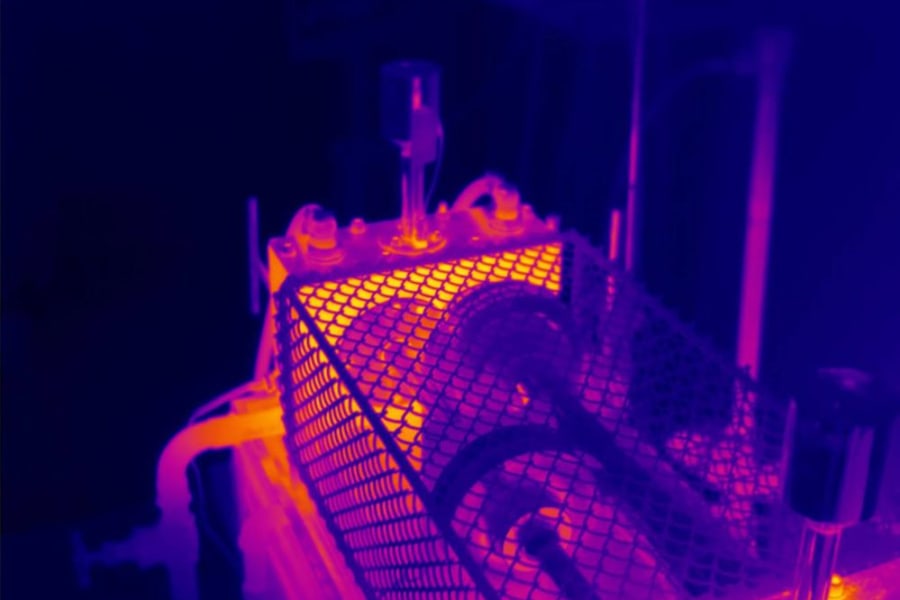 Thermal image of standard test bench for testing lubrication behaviour