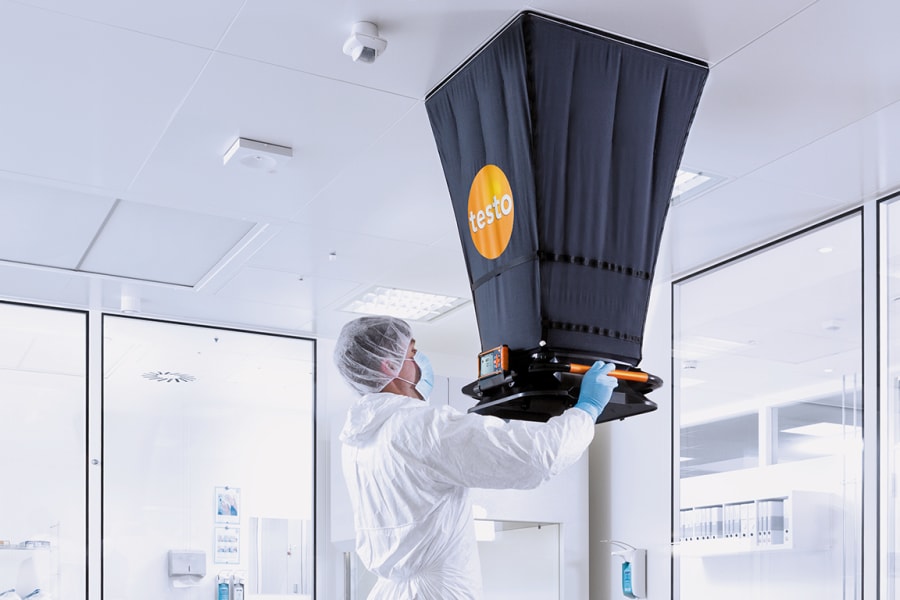 Volume flow measurement in a cleanroom