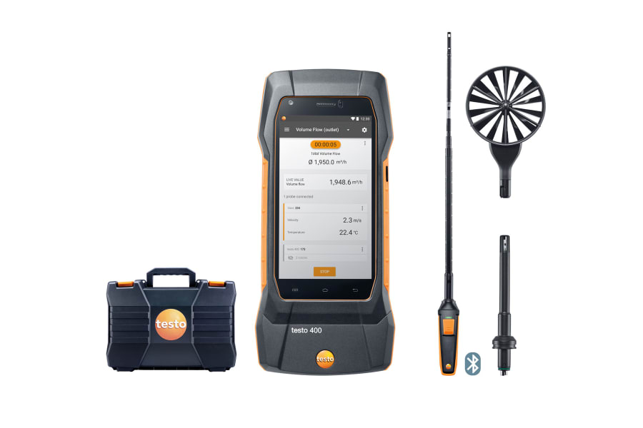 testo 400 flow kit with hot-wire probe
