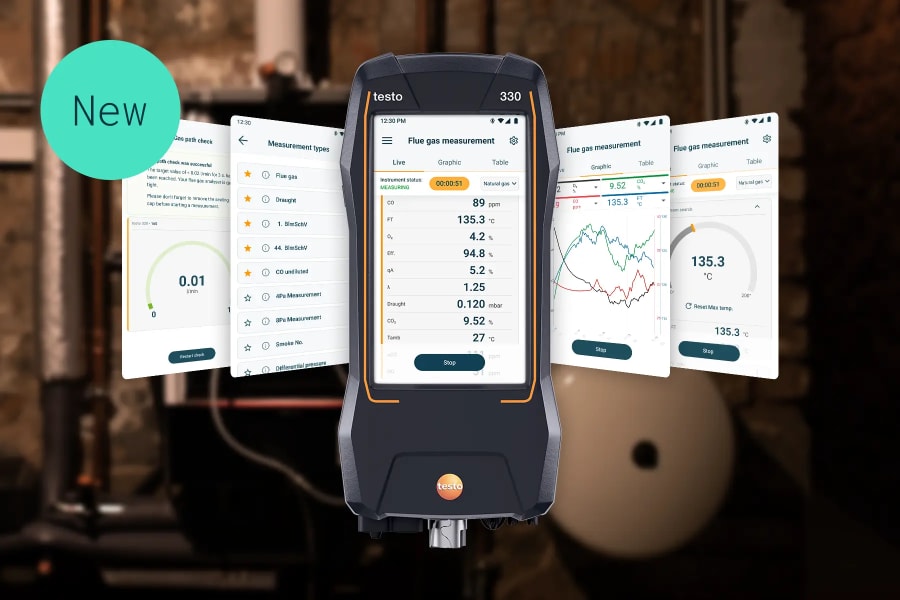 Connect measurements, data and documentation with the flue gas analyzer testo 330