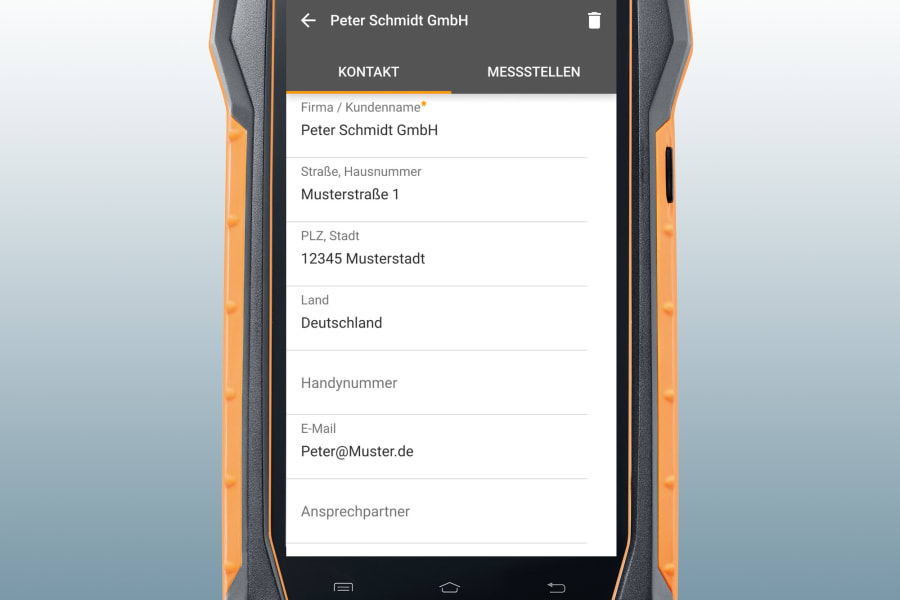 Manage customer data in the testo 400 multifunction measuring instrument