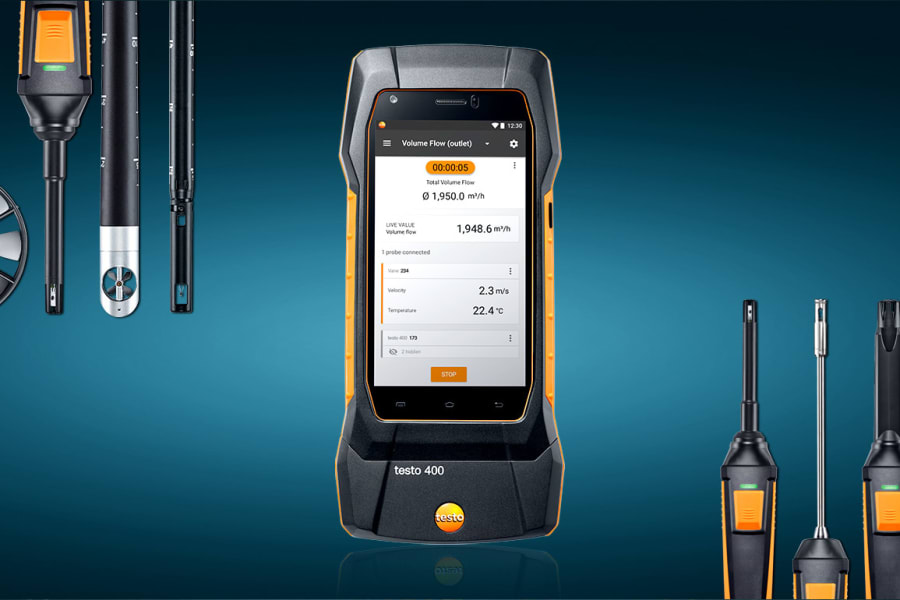 Universal air velocity & IAQ measuring instrument testo 400 with probes and accessories
