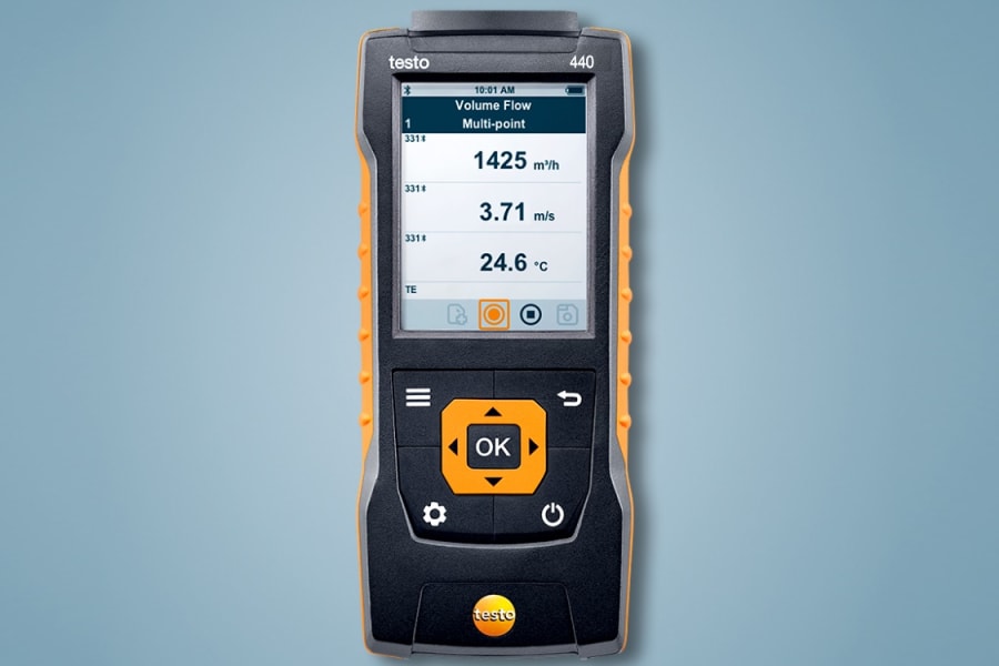 The new testo 440 air velocity & IAQ measuring instrument