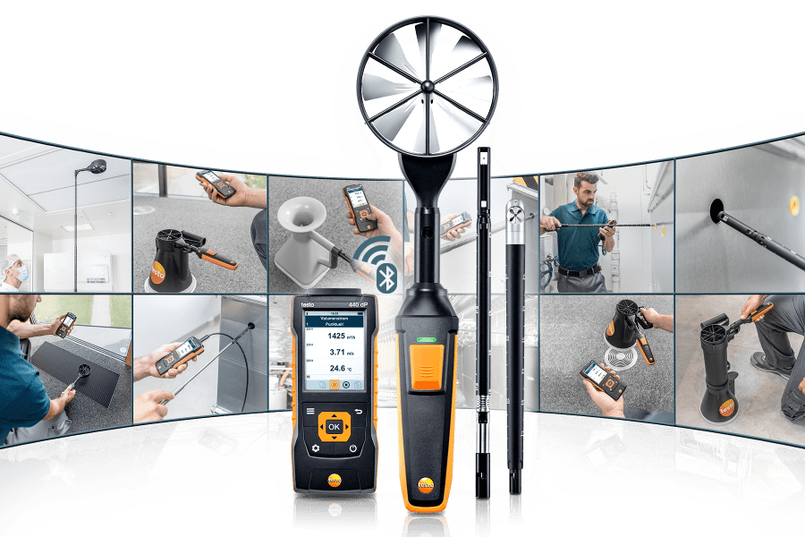 Air velocity & IAQ measuring instrument testo 400 with probes for flow measurements