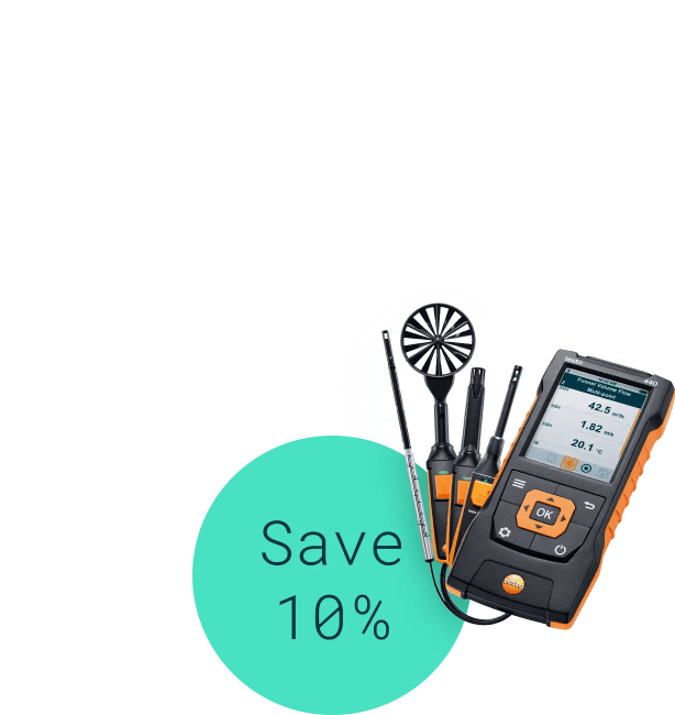 Save 10% on air velocity and IAQ measuring instrument testo 440