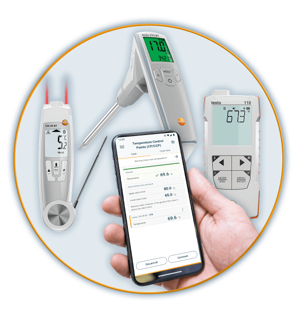 testo Smart App für Lebensmittelmessgeräte