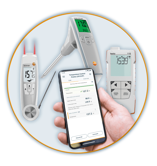 testo Smart App for food measuring instruments