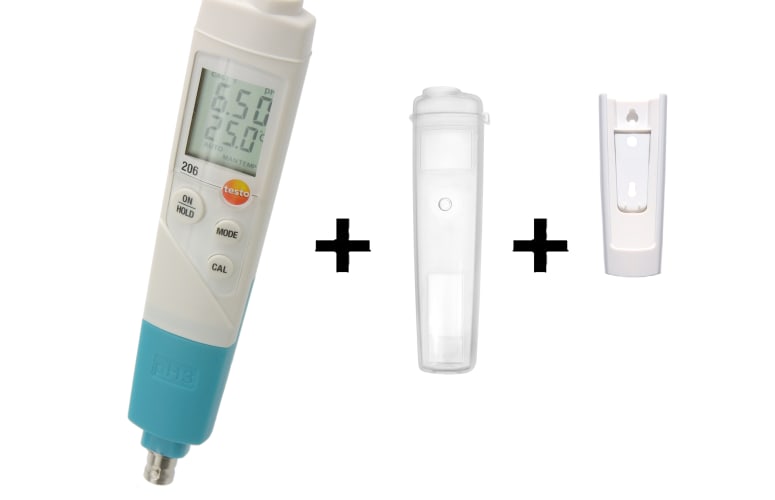 pHmetro, topsafe y clip de sujeci&oacute;n testo 206 pH3
