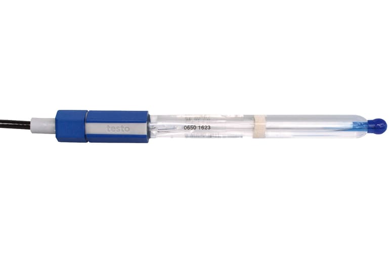 Glass pH electrode with temperature sensor