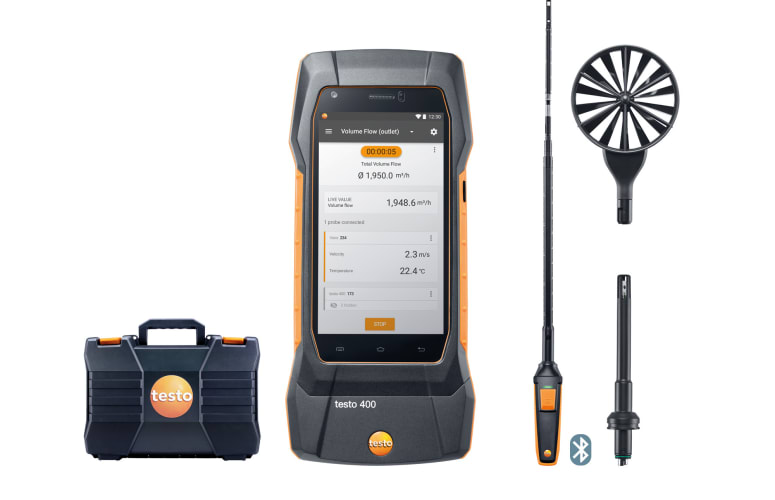 testo 400 air flow kit with hot wire probe