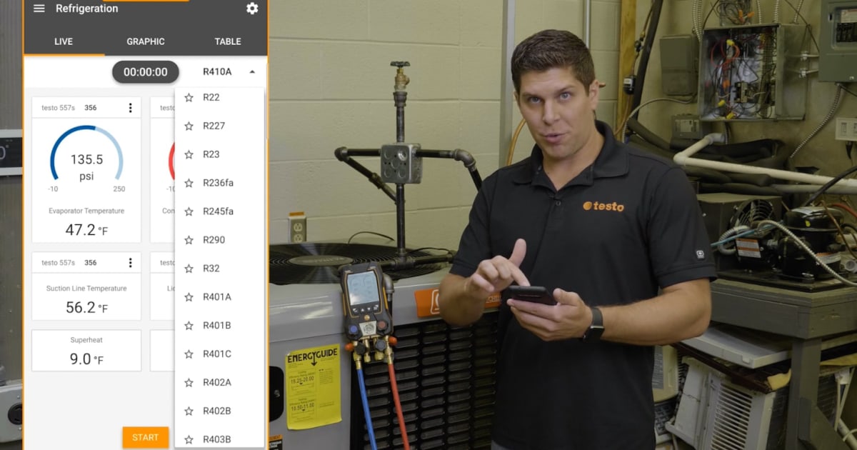 Servicing refrigeration systems with testo Smart App and testo 557s