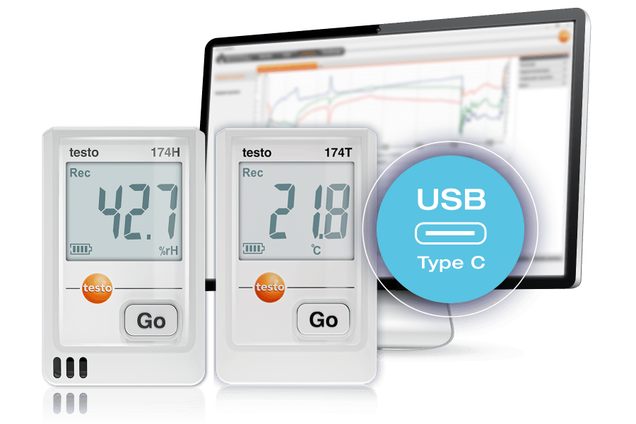 testo 174 H 和 testo 174 T 帶 USB-C