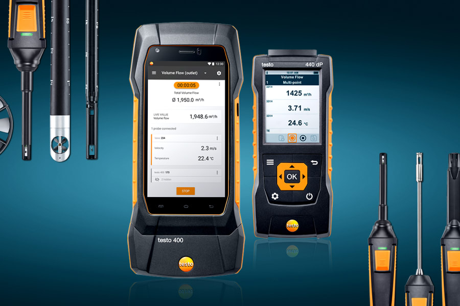 Multifunction air velocity & IAQ measuring instruments: testo 400 and ...