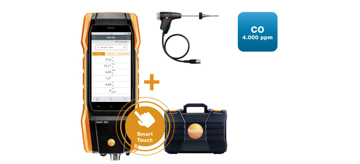 testo 300 燃焼排ガス分析計 測定成分: O2、CO、NO | 燃焼排ガス