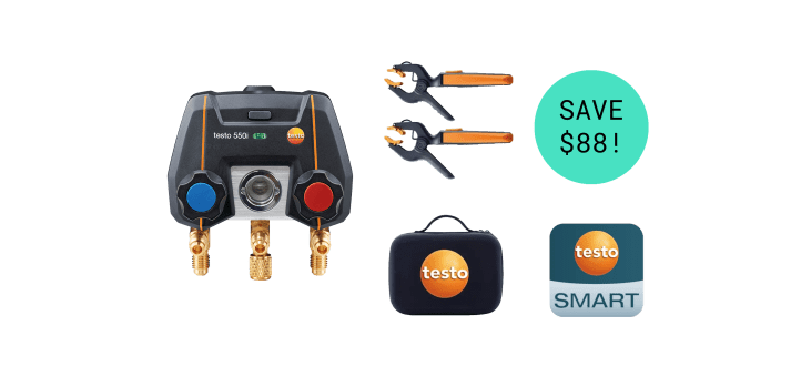 testo 550i Smart Kit – App-controlled digital manifold with
