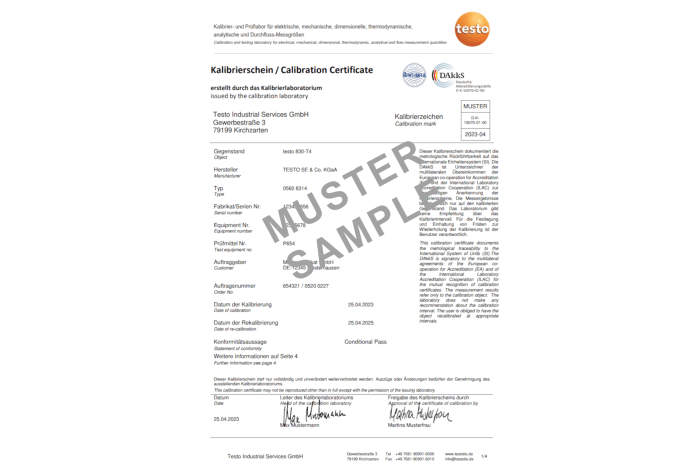 Calibration certificate