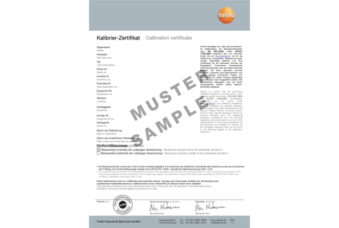 Calibration certificate