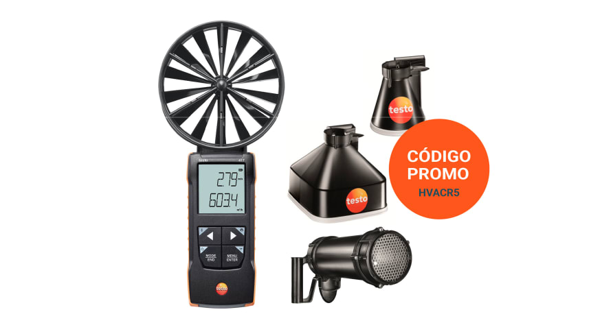 Anem&oacute;metro, conos y estabilizador de caudal testo 417 Set 2 en promoci&oacute;n