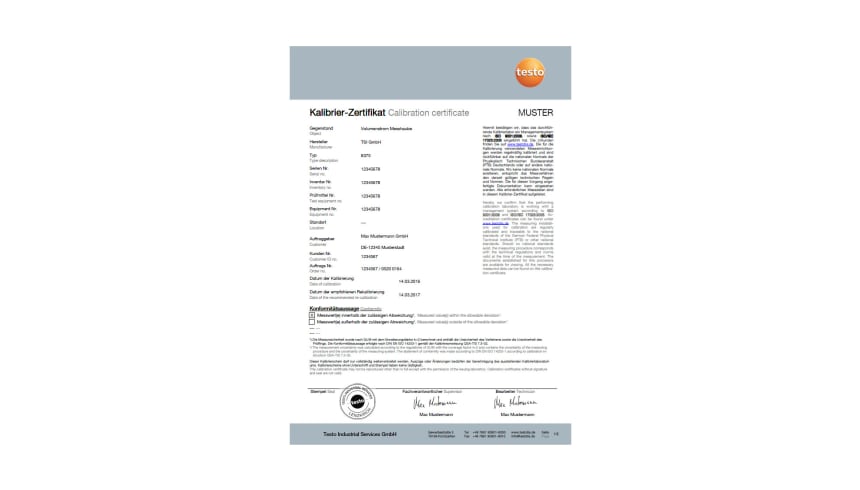 Calibration certificate