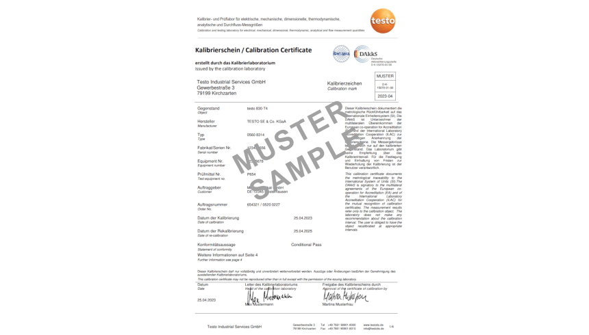 Calibration certificate