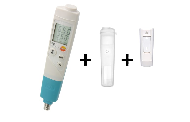 pHmetro, topsafe y clip de sujeci&oacute;n testo 206 pH3