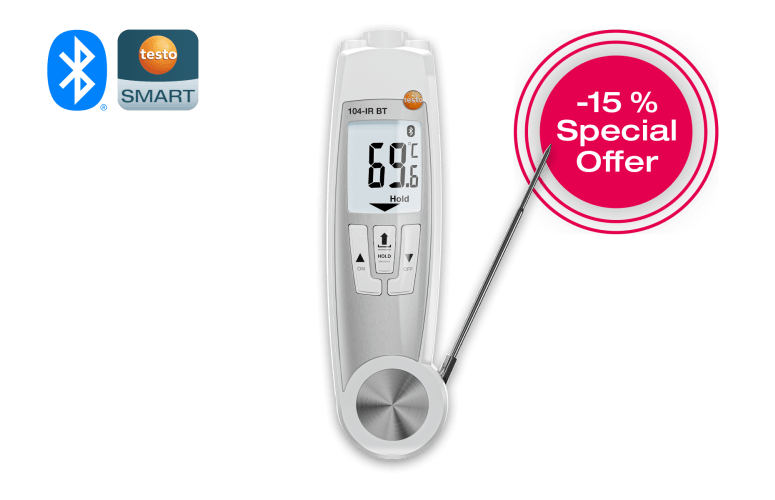 赤外線/中心温度計 testo 104-IR testo 104-IR BT 赤外放射温度・中心温度計 testo(テストー) デジタル