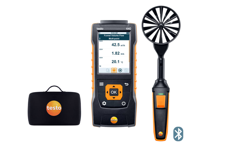 Set de molinete de 100&nbsp;mm testo&nbsp;440 con Bluetooth&reg;