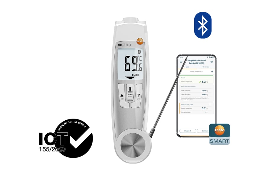Term&oacute;metro dual con aprobado ICT testo 104 IR BT