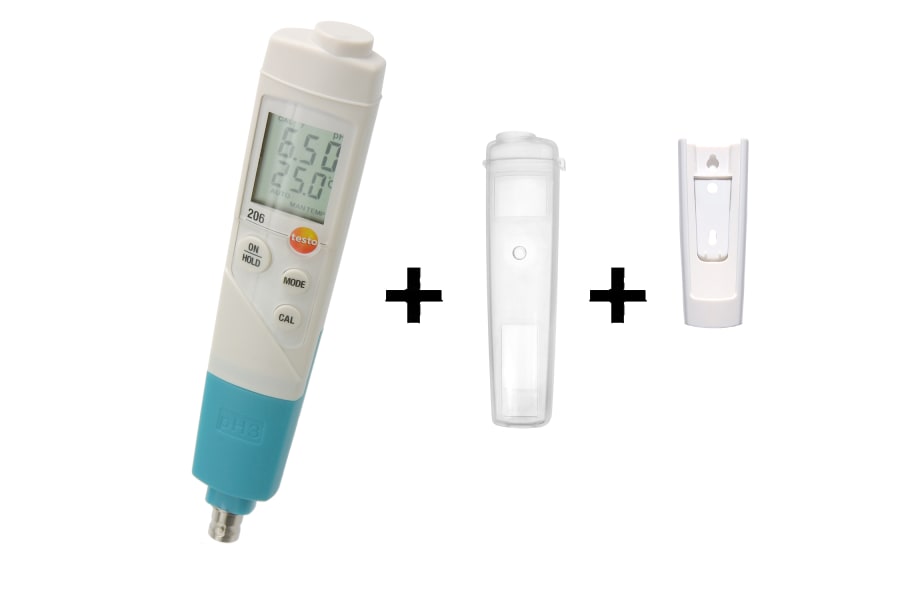 pHmetro, topsafe y clip de sujeci&oacute;n testo 206 pH3