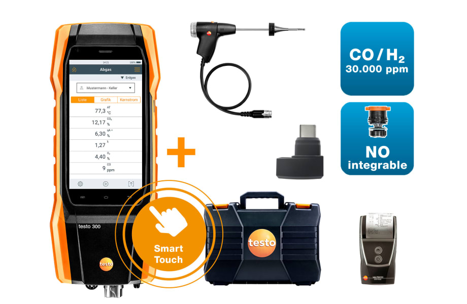 Set testo 300 Longlife NEXT LEVEL con diluci&oacute;n e impresora