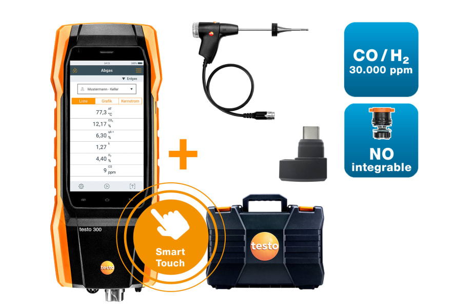 Kit analisador de combust&atilde;o testo 300 Longlife NEXT LEVEL com dilu&ccedil;&atilde;o