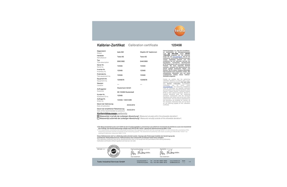 Certificat d'&eacute;talonnage
