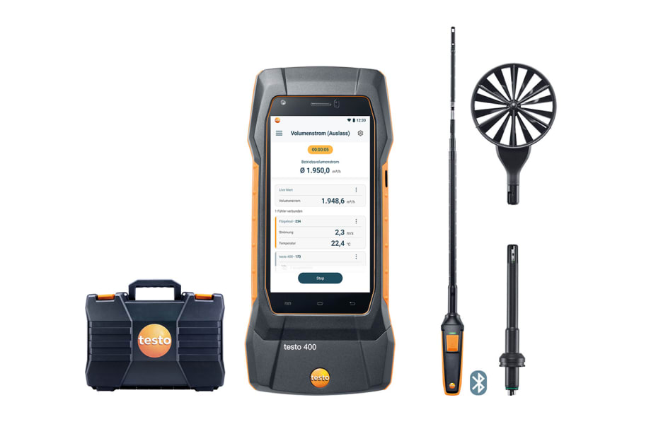 testo 400 air flow kit with hot wire probe