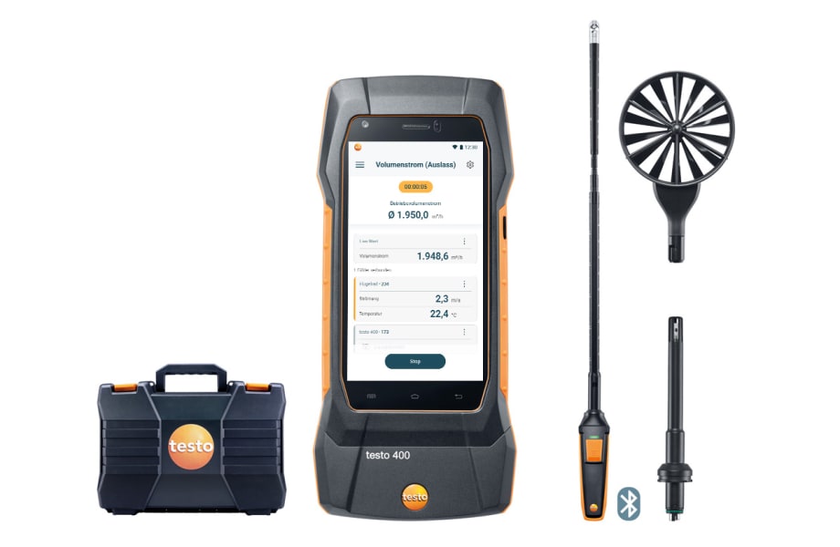 testo 400 air flow kit with 16 mm vane probe