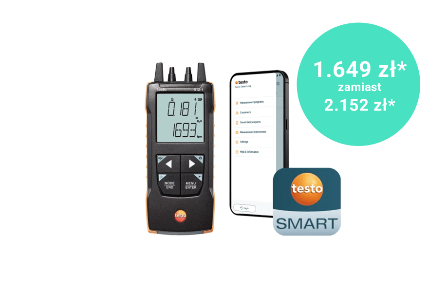 testo 512-1 Cyfrowy przyrząd do pomiaru r&oacute;żnicy ciśnień 
