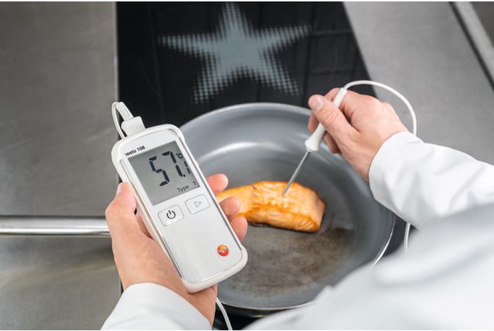 Testo 108, schnelle, einfache und präzise Temperaturmessung,  Lebensmittel-Thermometer, Einstech-Temperaturfühler inklusive, weitere  anschließbare