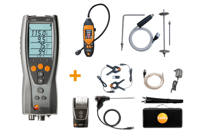 testo 327 - Flue Gas Analyser (advanced kit + 316-1 gas leak detector ...