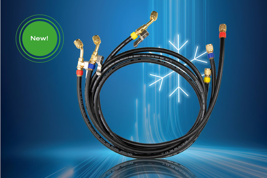 Charging hose set with valve