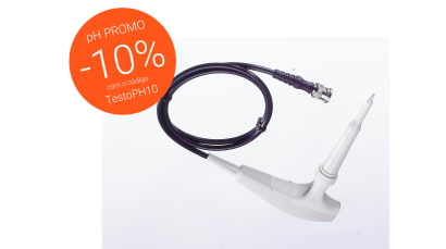 El&eacute;trodo de pH para alimentos sem sensor de temperatura, em promo&ccedil;&atilde;o