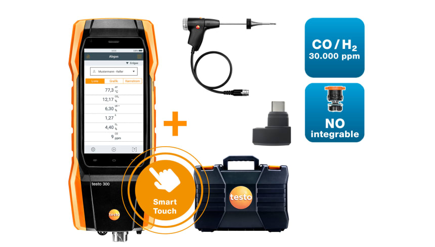 Kit analisador de combustão testo 300 Longlife NEXT LEVEL com dilução