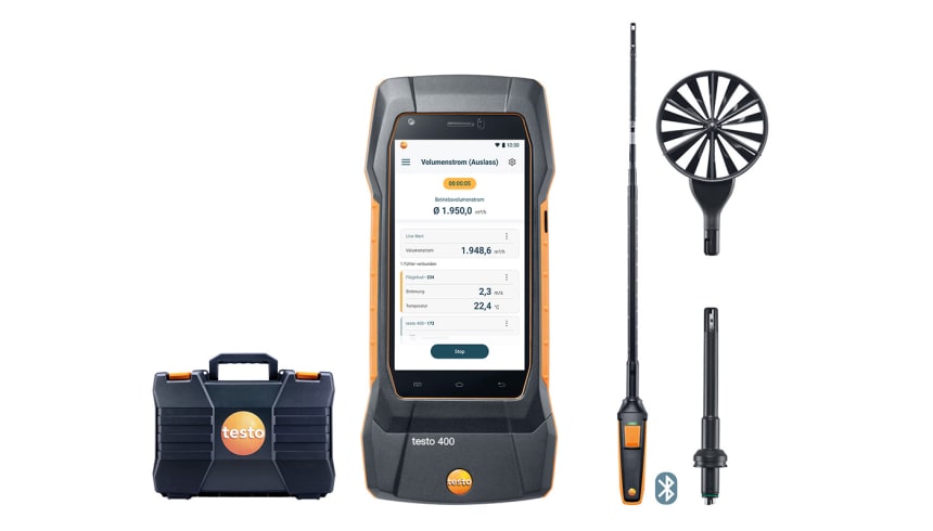 Set de caudal testo 400 con sonda de hilo caliente