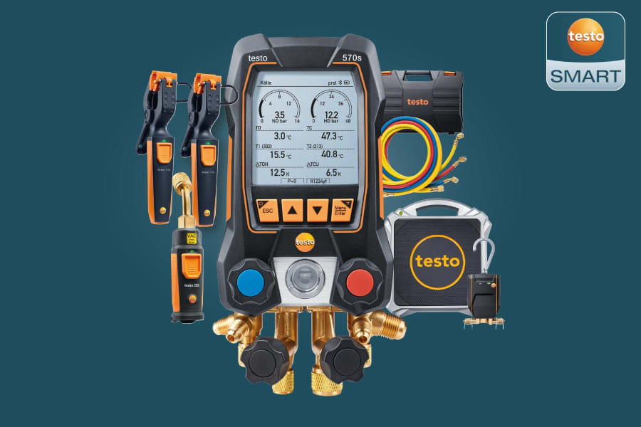 Conjunto de bomba de calor profissional testo 570s